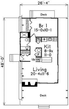 the floor plan for a small house with two bedroom and an attached living room area