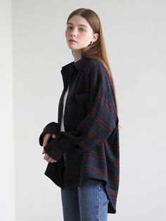 Editor's NotesAVANDRESS' sapphire oversized wool checkered shirt with a soft texture and unique vibe of AVANDRESS. The shirt is comfortable and perfect for women for casual outfits.- Sapphire oversized wool checkered shirt- Asymmetrical length on the front and back - Has a natural dropped shoulder- Has an elegant and minimal design- Creates a vintage mood- Creates a relaxed, oversized silhouette Measurements (inch)- Length: 23.6 inch- Shoulder: 25 inch- Chest: 22 inch- Sleeve: 27/32 inch*Model info: height 69.3 / bust 32.6 / waist 23 / hip 34 inchComposition & Care- 90% Polyester, 10% Wool- Dry cleaning recommended Designer- by AVANDRESS Oversized Plaid Flannel Shirt For Work, Checkered Shirt Outfit Women, Checkered Jacket Outfit, Checkered Shirt Outfit, Checkered Jacket, Checkered Shirt, Oversized Silhouette, Soft Texture, Minimal Design