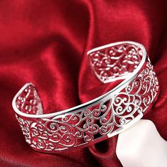 Gorgeous Silver Adjustable Filigree Cuff Bracelet Men Party, Bangles For Women, Open Cuff Bracelet, Man Party, Party Jewelry, Jewelry Party, Womens Jewelry Bracelets, Cuff Bracelet, Bangle Bracelets