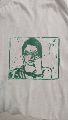 Charulata Handprinted Lino Block Print T-Shirt, Unisex T-Shirt, Cotton T-Shirt, Trendy casual t-shirt Comes with a Charulata, Satyajit Ray Print This tshirt can be given as a gift Wash Care Easily Home Washable Stencil T Shirt, Screen Print Shirt Designs, Textile Painting Clothes, Lino Print Tshirts, T Shirt Design Aesthetic, Painting On T Shirt, Graphic Tees Diy, Merch Ideas Products, Block Printing Ideas