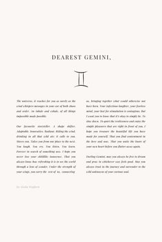 an open book with the title dearest gemin