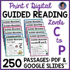 print and digital guided reading levels for google slides with the text, guide reading levels to c