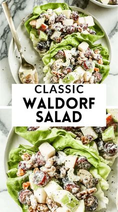 A bowl of classic Waldorf salad featuring fresh apples, grapes, celery, and walnuts in a creamy dressing, served over crisp Boston Bib lettuce. Bib Lettuce, Salad Recipes Holidays, Waldorf Salad Recipe, Holiday Salads, Waldorf Salad, Creamy Dressing, Autumn Salad, Winter Salad, Fresh Apples