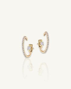 altruist — Pave Montaigne Earring (8mm) Luxury Hoop Earrings With Single Diamond, Minimalist Formal Hoop Earrings With Diamond Accents, Minimalist Diamond Accented Hoop Earrings For Formal, Formal Minimalist Hoop Earrings With Diamond Accents, Minimalist Hoop Earrings With Diamond Accents For Formal Events, Timeless Diamond Earrings For Everyday, Classic Yellow Gold Earrings For Work, Elegant Single Diamond Huggie Jewelry, Elegant Yellow Gold Hoop Earrings With Diamond