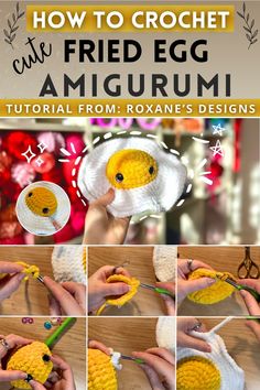 how to crochet cute fried egg amigurmi from roxane's designs