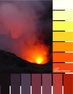 an orange and yellow color scheme for the volcano