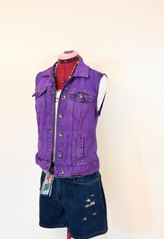 Purple Dye, Purple Vests, Waist Jacket, Unique Jackets, Style Vest, Denim Belt, Upcycled Denim, Vest Outfits, How To Dye Fabric