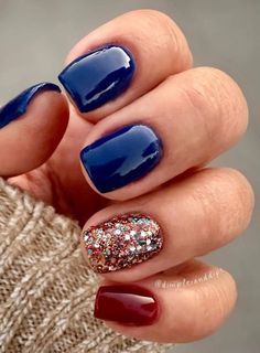 Sep 17, 2024 - This Pin was discovered by Aleaka Morgan. Discover (and save!) your own Pins on Pinterest Maroon And Navy Nail Ideas, Navy Nails Fall, Fall Navy Nails, Burgundy And Navy Nails, Fall Nails Navy Blue, Fall Blue Nail Colors, Dark Blue Fall Nails, Navy Christmas Nails, Navy And Orange Nails