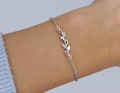 Bracelet for women's, Leafy bracelet Silver Leaf Bracelet, Bride Bracelet, Tube Bracelet, Silver Bracelets For Women, Leaf Bracelet, Moonstone Bracelet, Bridesmaid Bracelet