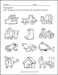 the worksheet for children to learn transportation