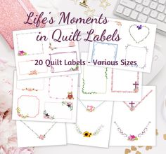 Life's-Moments-Quilt- Labels Printable Fabric Sheets, Embroidered Quilt Labels, Printable Fabric, Embroidered Quilts, Quilt Labels, Quilting Inspiration, Diy Quilt, Hand Applique, Life Moments