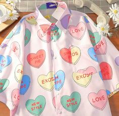 Kid Core Outfits, Candy Clothes, Color Block Blouse, Future Wardrobe, Sweet Love, Heart Candy, Blouse Shirt, Wearing Clothes, Fashion Chic