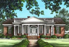 this is an artist's rendering of the front of a house with columns and pillars