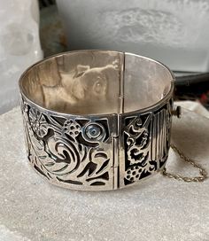 Bold Beautful Mexican Carved Sterling Silver Tribal Aztec Vintage Bracelet Hallmarked Orginaly i belive this bracelet was made for a man but i think it will look amazing on whoever wears it. I love this piece Weighs 93 grams Bohemian Engraved Bracelets For Collectors, Ornate Bangle Bracelet For Festival, Bohemian Engraved Collectible Bracelets, Engraved Bangle Bracelets For Festival, Unique Stamped Bracelet For Festival, Silver Bohemian Hand Tooled Bracelets, Aztec Jewelry Silver, Silver Carved Ornate Bangle, Mexican Silver Jewelry Vintage