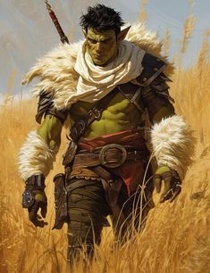 Orc Village Concept Art, Half Orc Rogue Male, D&d Goblin, Handsome Orc, Orc Fantasy Art, Hobgoblin Character Art, Orc Man, Orc Queen