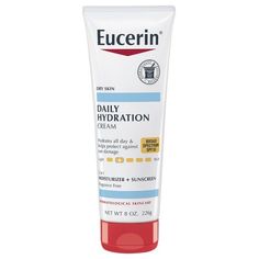 Eucerin Daily Hydration Broad Spectrum SPF 30 Sunscreen Body Cream for Dry Skin Unscented - 8oz Spf Hand Cream, Tanning Moisturizer, Best Lotion, Lotion For Dry Skin, Body Creams, Moisturizing Body Lotion, Cream For Dry Skin, Body Sunscreen, Sunscreen Moisturizer