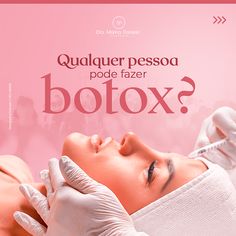 a woman getting botox injections on her face with the caption, qualauer pesso pode fazer botox?