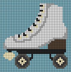 a cross stitch pattern with roller skates on the bottom and one shoe in the middle