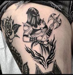 @/ dakotatattoo on instagram Flash Tattoo Sleeve, Female Grim Reaper, Ant Tattoo, Learn To Tattoo, Medieval Tattoo, Demon Tattoo, Fantasy Tattoos, Metal Tattoo, Leg Tattoos Women