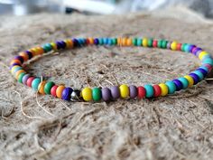 Boho Beaded Ankle Bracelet Anklet Layer Hippie Elastic 9" Size Small Beaded Ankle Bracelets, Beaded Ankle, Bead Projects, Bohemian Hippie, Ankle Bracelet, Hippie Bohemian, Urban Chic, Ankle Bracelets, Czech Glass Beads