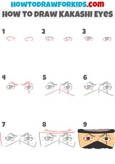 how to draw kakasshi eyes step by step instructions for kids and adults in easy steps