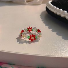 🌼 Cute elastic flower beaded rings (As seen on TikTok and Pinterest) 🌼 Aesthetic Rings, Lavender Green, Happy Customer, Single Flower, Your Girl, Crystal Flower, Dream Ring, Red Flower, Red Aesthetic