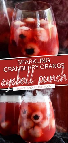 sparkling cranberry orange eyeball punch is the perfect halloween drink for any party