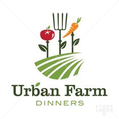 an urban farm logo with carrots and vegetables