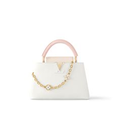 LOUIS VUITTON® - Capucines Bb - Snow Quartz Rose Jasmin Tas Louis Vuitton, Louis Vuitton Capucines Bb, Snow Quartz, Luxury Purses, Buckle Shoes