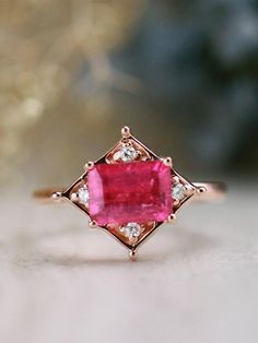 30 Alluring Emerald Cut Engagement Rings That Are Truly Captivitating #timelessengagementrings #elegantwedding #emeraldcutengagementrings Pink Saphire, Emerald Cut Engagement Rings, Wedding Rings Emerald Cut, Pink Wedding Rings, Tourmaline Engagement Ring, Timeless Engagement Ring, Pink Emerald, Single Stone Ring, Red Stones