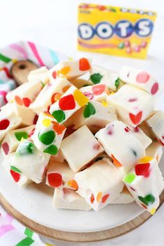 a white plate topped with lots of candy