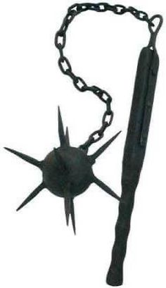 a metal object with chains attached to it's sides and two spikes on the end