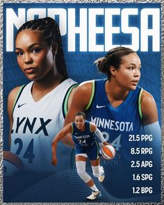 two women are playing basketball in front of a blue and white background with the words nochesa on it