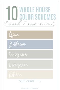 Interior Paint Color Scheme Ideas For Home Modern Farmhouse Color Palette Benjamin Moore, House Paint Color Pallets, Bright House Paint Colors Interior, Popular Color Schemes Interior Design, Interior Palette Ideas, Paint Color Schemes Office, Small Condo Color Palette, Interior Paint Palette Colour Schemes, Perfect Paint Color For Whole House