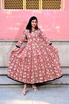 Size: XL Beautiful Anarkali, Dabu Print, Anarkali Kurti