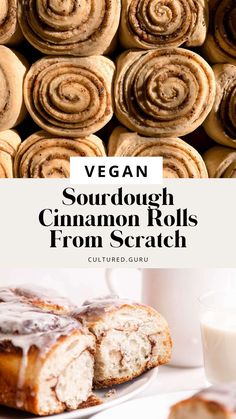 vegan sourdough cinnamon rolls from scratch on a plate