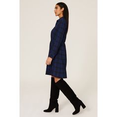 Blue plaid chiffon (95% Polyester, 5% Spandex). Shirtdress. Collared neckline. Long sleeves. Front button closure. 38.5" from shoulder to hemline. Imported. Rent The Runway, Closet Designs, Shirtdress, Blue Print, Blue Plaid, A Line Skirts, Sweater Dress, High Neck Dress, Chiffon