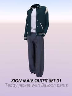 an image of a male outfit set 01 ready jacket with balloon pants for the 3d figure