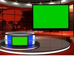 a television set with green screens on it