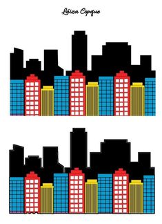 an image of city skylines with buildings in the middle and one building on the other side