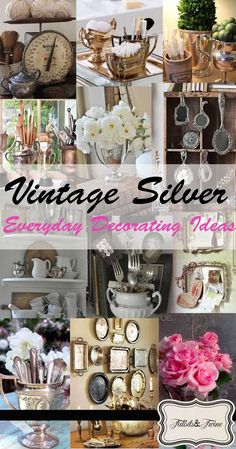 a collage of different pictures with the words vintage silver