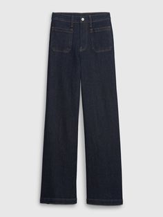 High Rise Stride Wide-Leg Jeans with Washwell | Gap Jeans Outfit Fall, Jeans Look, Water Retention, Soil Health, Jeans Size 12, Trouser Style, Size 12 Jeans, Pocket Jeans, Dark Wash Jeans