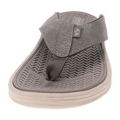 Features: Lug Sole, ComfortClosure Type: Slip-OnFootwear Technology: Memory Foam InsoleShoe Heel Height: FlatUpper/Outer Base Material: 100% PolyuretheneSole Material Content: 100% Thermoplastic-RubberToe Type: Open Toe, Round ToeHeel Style: Flat HeelCountry of Origin: Imported Comfortable Gray Slip-on Flip Flops, Outdoor Flip Flops With Textured Footbed And Round Toe, Cushioned Toe Post Sandals For Outdoor, Gray Flat Sandals For The Beach, Outdoor Toe Post Sandals With Arch Support, Gray Slip-on Sandals For Vacation, Gray Open Toe Slides For The Beach, Gray Round Toe Sport Sandals For Beach, Gray Slip-on Flip Flops For The Beach