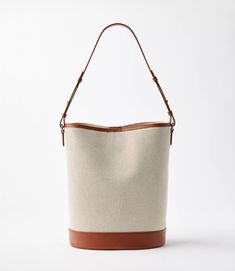 Faux Leather & Canvas Bucket Bag Bucket Bag Street Style, Canvas Bucket Bag, Bucket Handbags, Spring Street Style, Leather Bucket Bag, Leather Bucket, Small Accessories, Leather Clutch, Small Bags