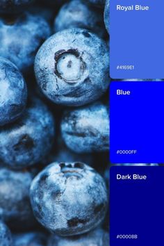 some blueberries are stacked up together with the same color scheme in each one's image