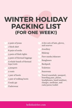 the winter holiday packing list for one week