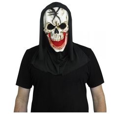 Slice and Dice! Includes one adult PVC Scream Mutant Reaper skull mask with black polyester shroud (lightweight hood) and glowing red mouth, as seen in the Dead by Daylight (DBD) video game franchise. This Reaper mask for adults and larger teens is an officially licensed Scream costume accessory. Costume robe and other accessories not included. Other Scream and horror costumes and accessories are sold separately on our page – subject to availability. Requires 2 AA Batteries (Included). Horror Costumes, Skull Reaper, Scream Costume, Horror Costume, Dead By Daylight, Skull Mask, Scream, Costume Accessories, Mask