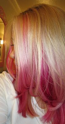 Blonde And Pink Hair, Peekaboo Hair, Hair Color Pink, Hair Stylies, Hair Dye Colors