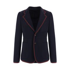 Single-breasted Jersey Jacket-GUCCI-JOHN JULIA Gucci Fitted Double-breasted Blazer, Gucci Tailored Double-breasted Blazer, Gucci Single-breasted Long Sleeve Blazer, Gucci Single-breasted Outerwear With Notch Lapel, Designer Gucci Single-breasted Outerwear, Jersey Jacket, Single Breasted Jacket, Single Breasted, Jacket Sale