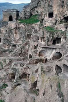 some very pretty rock formations with steps leading up to them